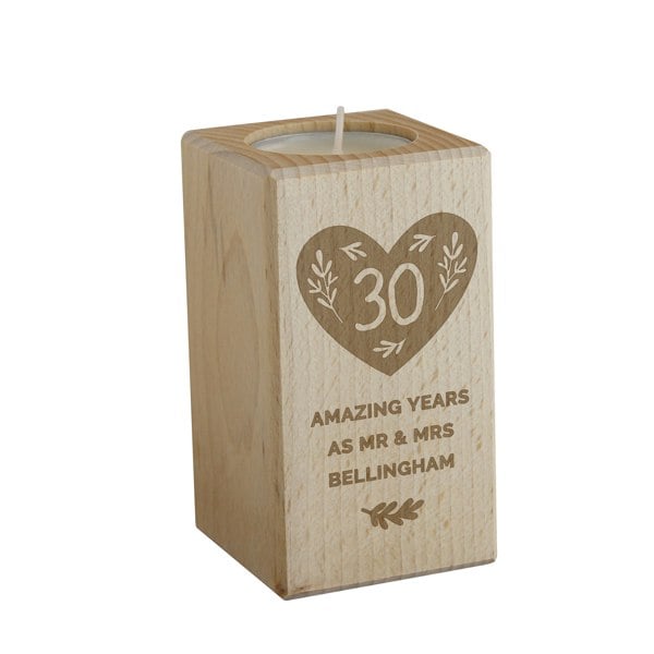 Personalised Memento Company Personalised Anniversary Wooden Tealight Holder