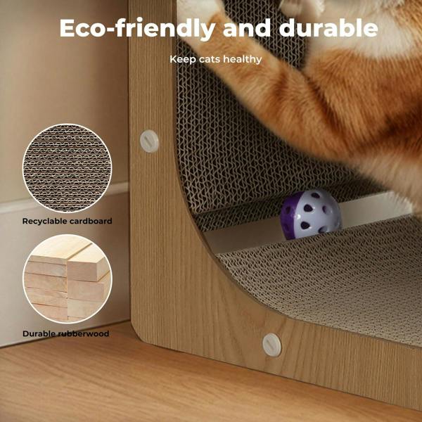 Skylos 68cm High L Shaped Cat Scratching Board with Ball Toy Wall Furniture