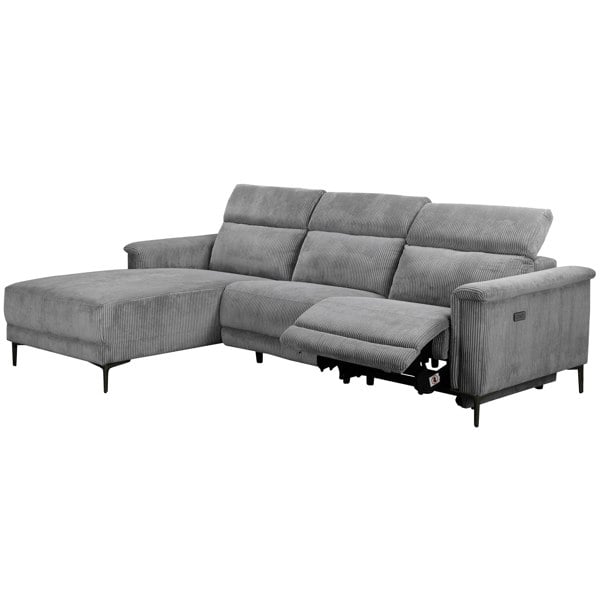 Dorel Home Lund 3‑Seater Electric Recliner Sofa (Grey Corduroy)