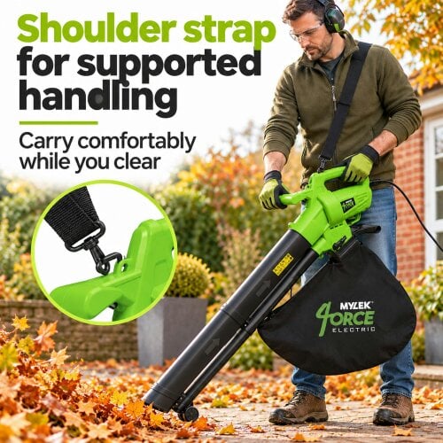 Mylek Leaf Blower & Vacuum, 3000W Mulcher with 2 Collection Bags
