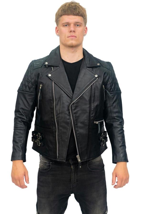 Infinity Leather Mens Cowhide Leather Biker Jacket-Nassau