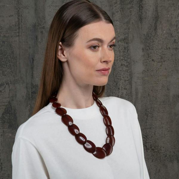 Long Brown Chunky Statement Necklace for Women - namana.london