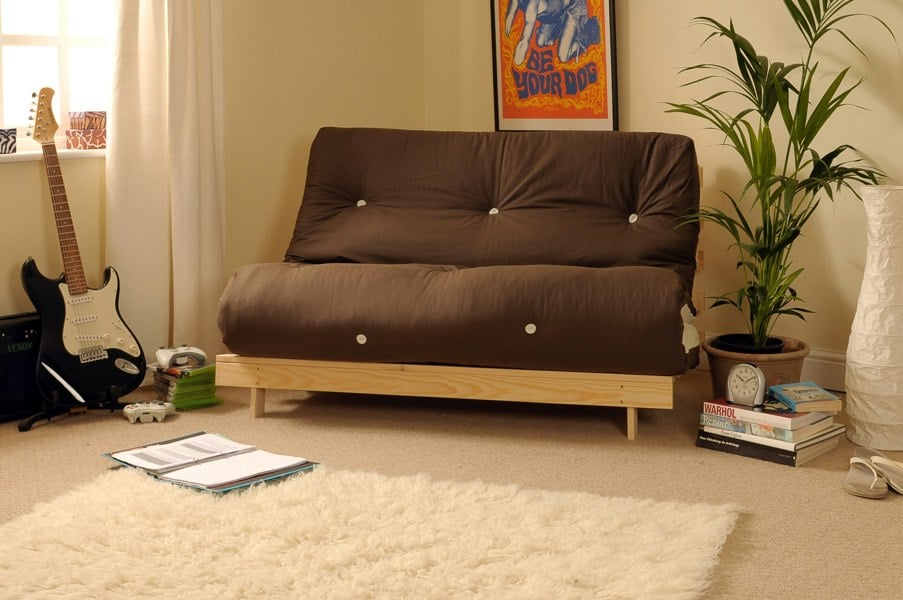 Comfy Living Wooden Futon sofa bed frame with a Standard Mattress