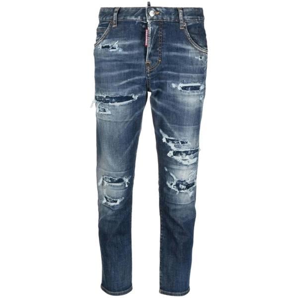 Dsquared2 Skater Jean Destroyed Reinforced Denim Blue Jeans W28