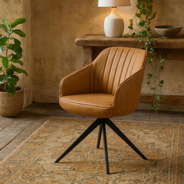 Wyld Haus Arques Tan Brown Upholstered Chair with Armrest