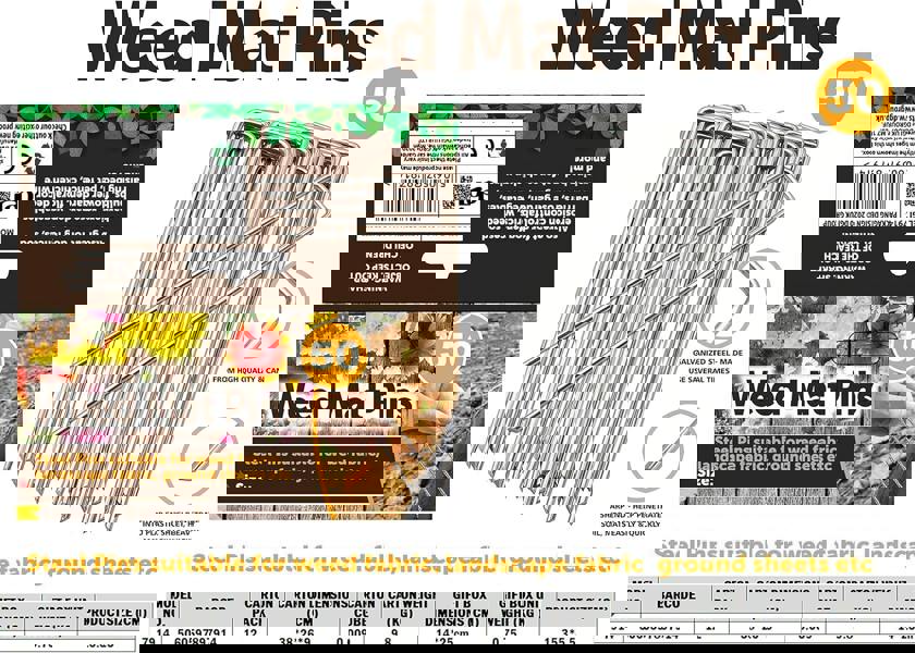 KAV Weed Mat Pins 50pcs Heavy Duty Landscape Pins U Shaped Tent Staples for Securing Membrane, Weed Control Fabric, Artificial Grass, Netting, Matting