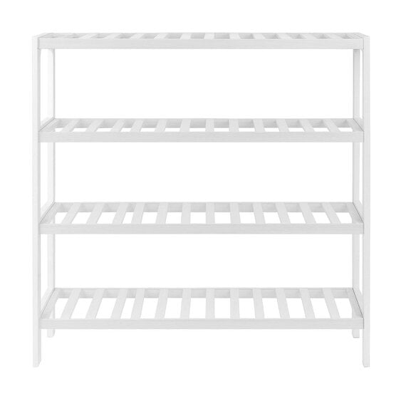 Neo White 4-Tier Bamboo Shoe Rack Wooden Shoe Storage Organiser Shelf for Hallway, Entrance Living Room