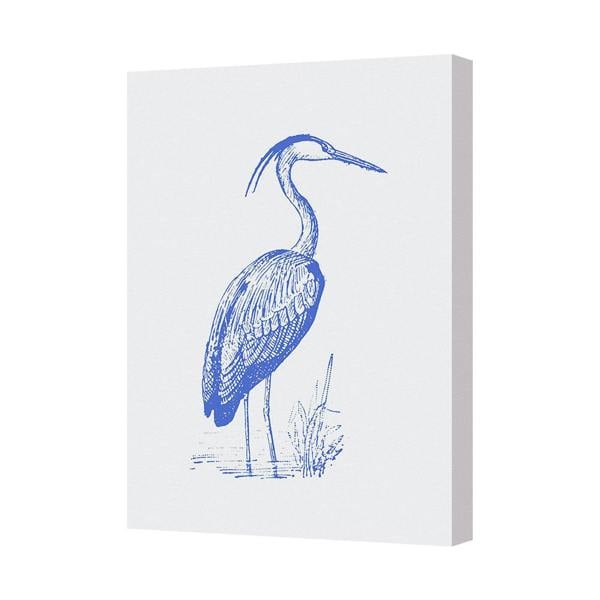 Benjamin Tate Design Blue Heron Canvas Wall Art Print in Sketch Style Giclee