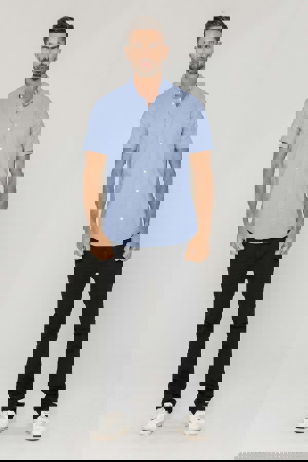 ENORSIA Mens Solid Short Sleeve Shirt