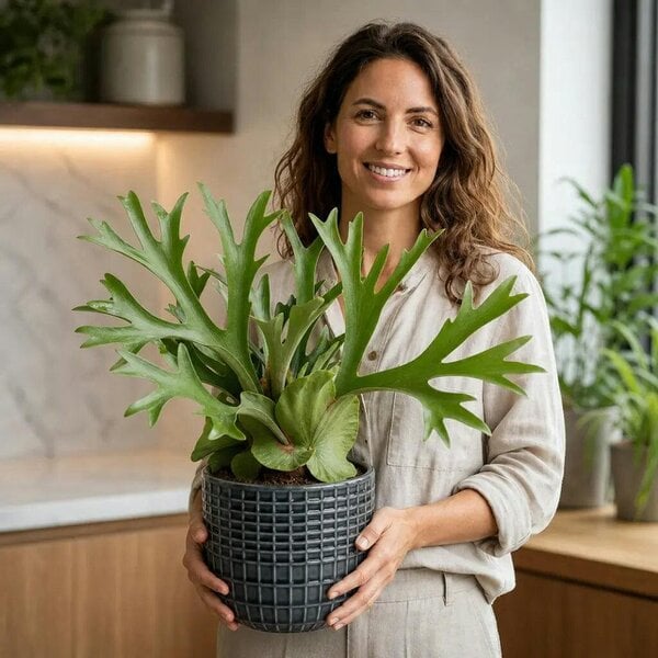 Platycerium Bifurcatum Staghorn Fern – Unique Antler-Shaped Foliage Indoor Houseplant