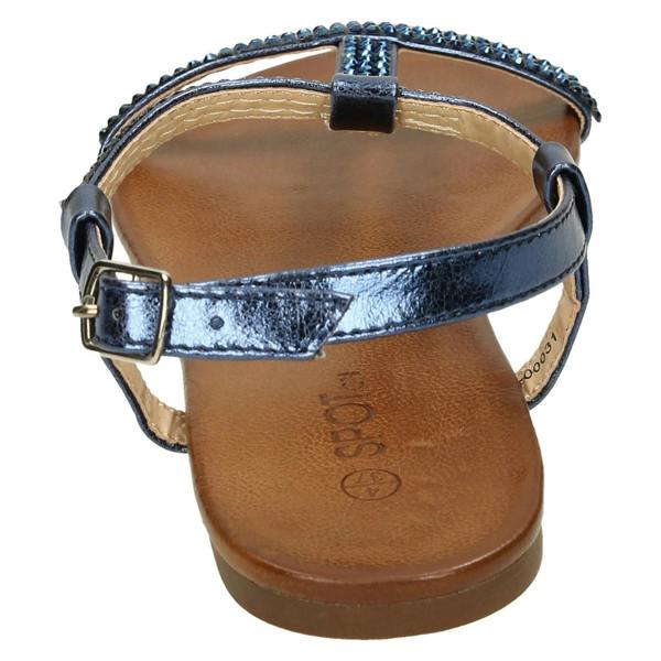 Spot On Ladies Spot On Flat Diamante T-Bar Sandals