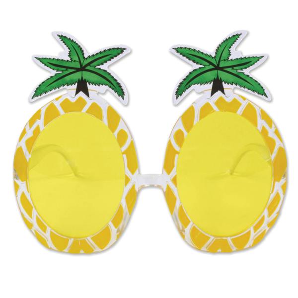 Bristol Novelty Unisex Pineapple Glasses - Yellow/White/Green - 