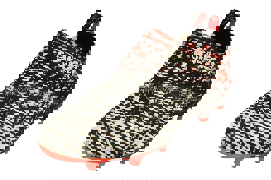 Adidas Men's Glitch Outerskin in a leapord-print design. This orange and white colourway offers an eccentric design.