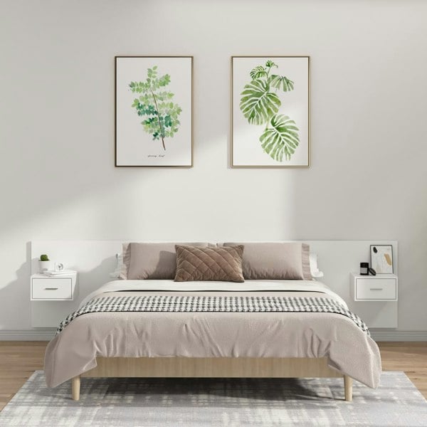 Berkfield Bed Headboard with Cabinets White Engineered Wood