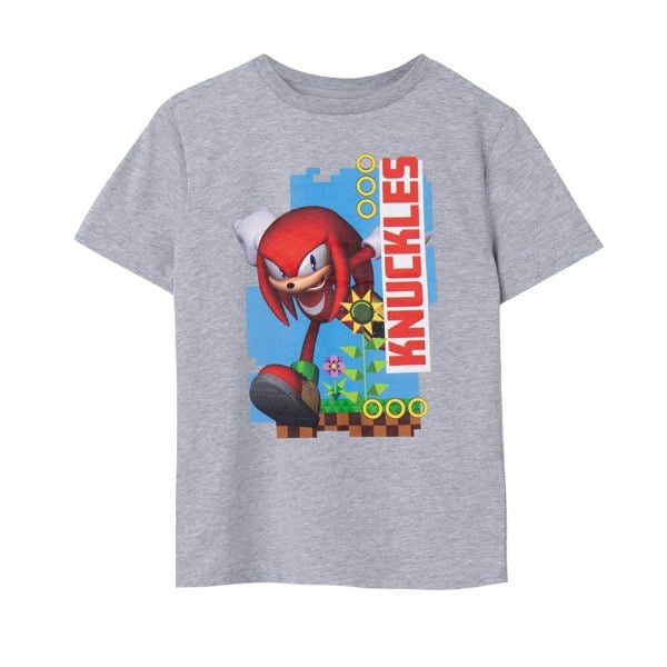 Sonic The Hedgehog Childrens/Kids Knuckles Short-Sleeved T-Shirt - Grey Marl