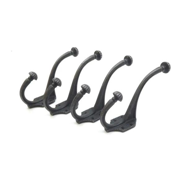 Cast Iron Dome Top Ribbed Coat Hook  - Pack of 4 Hooks