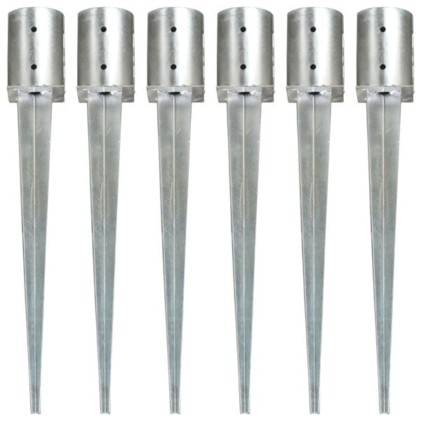 Berkfield Ground Spikes 6 pcs Silver 10x76 cm Galvanised Steel