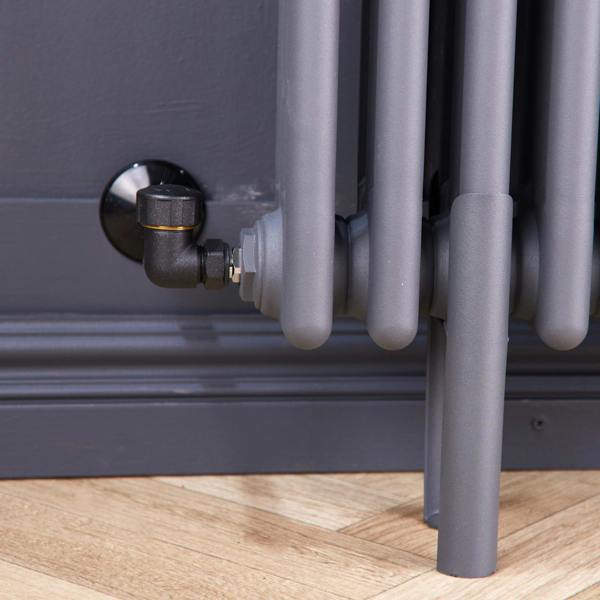 Flode Corner Round Thermostatic Radiator Valve Pack | Anthracite