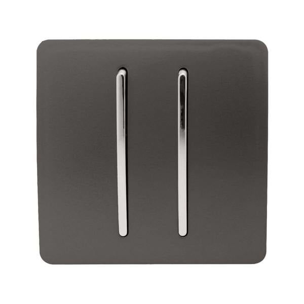 Trendi Switch 2 Gang Rocker Light Switch (1x 1 or 2 way & 1x Intermediate)in Dark Mocha Brown
