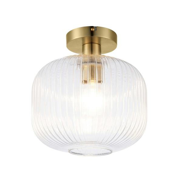 COSYLYTE Maple Modern Ribbed Glass Brass Ceiling Light