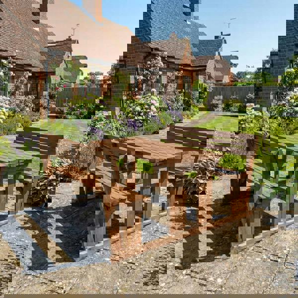 Arbor Garden Solutions Alders Picnic Table Benches Set With Backrest - Rustic Finish