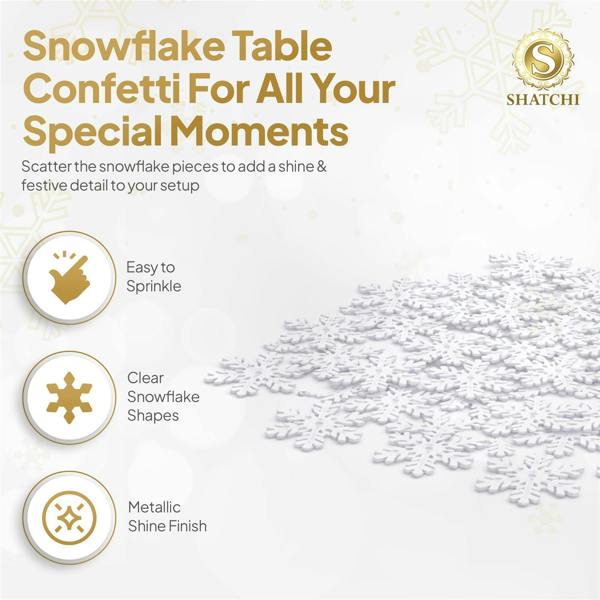 14g White Snowflake Confetti for Christmas Cards, Gifts, Party Tables and Winter Craft Decorating image 5