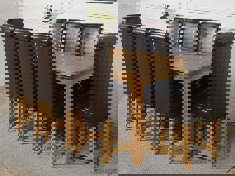 That's Furniture Oslo 180 x 90cm Large Oak Dining Set with Washington Leather Chairs