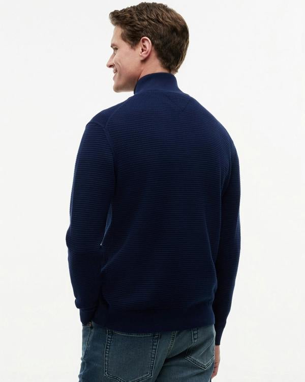 Tommy Hilfiger Seasonal Structure 1/4 Zip Mens Mock Neck Sweatshirt - Carbon Navy