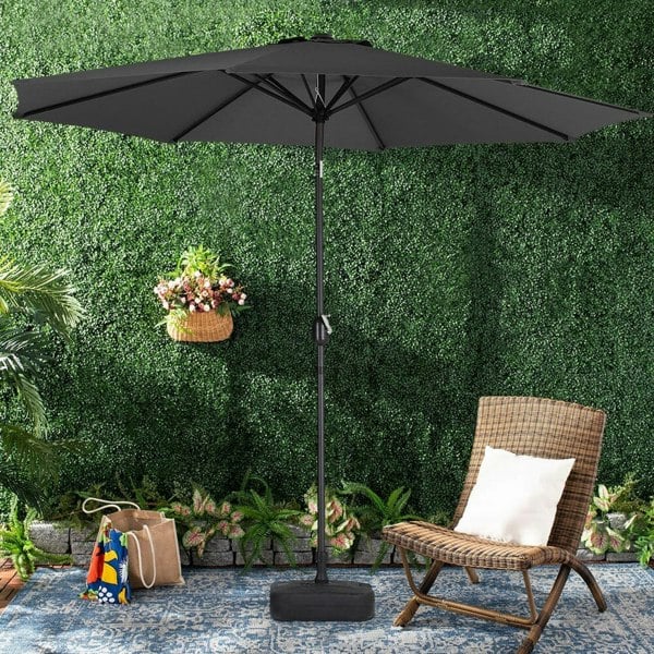 3M Sunshade Parasol Backyard Garden Tilt Umbrella with Crank Parasols Living and Home Black
