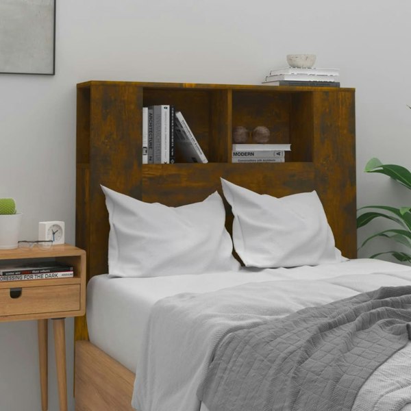 Berkfield Headboard Cabinet Smoked Oak 100x18.5x104.5 cm
