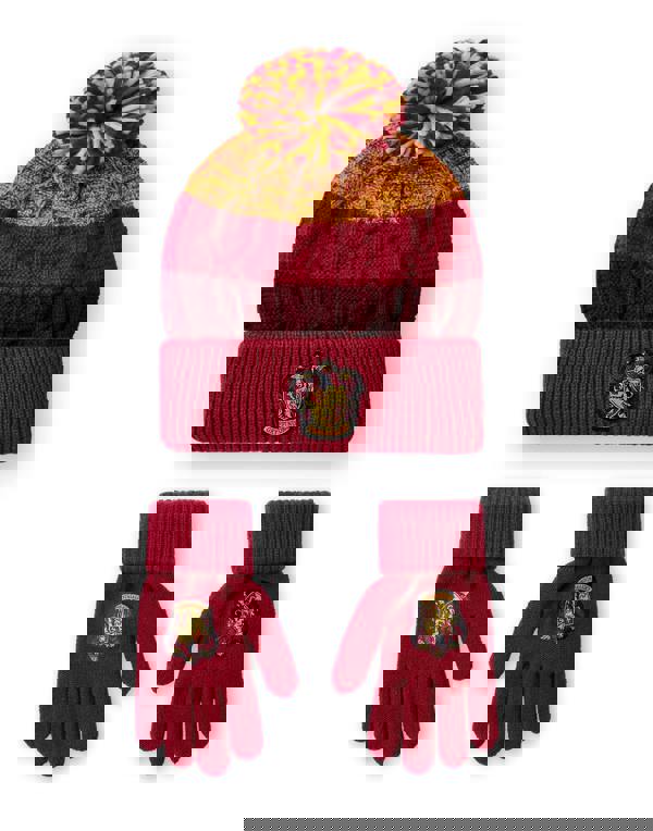 Harry Potter Unisex Kids Multicoloured Gryffindor Beanie and Gloves Set (One Size)