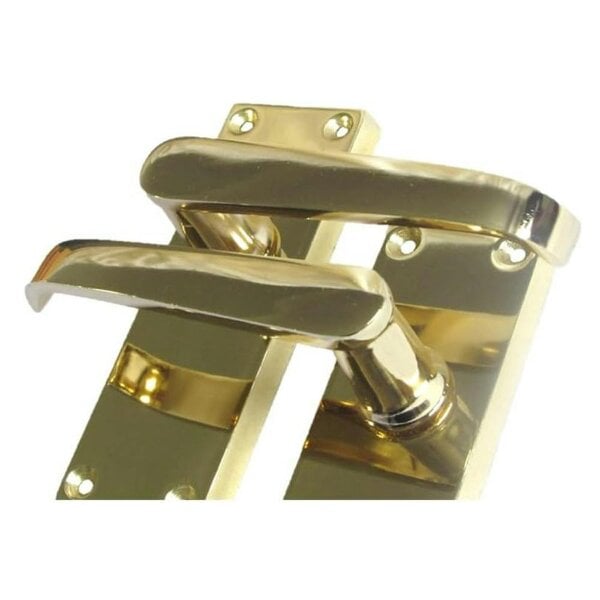 EDH Door Hardware Interior Door Handles Victorian Straight Lever Latch Brass Finish + Tubular Latch, 6 Pairs
