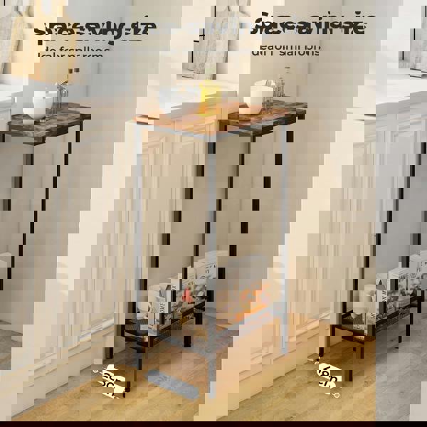 Levede Industrial Side Table Wood 2-Tier Storage Shelf End Table for Living Room