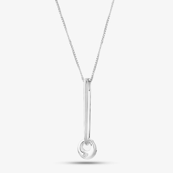T. H. Baker Sterling Silver Cubic Zirconia Bar and Open Circle Necklace PP04051CZ