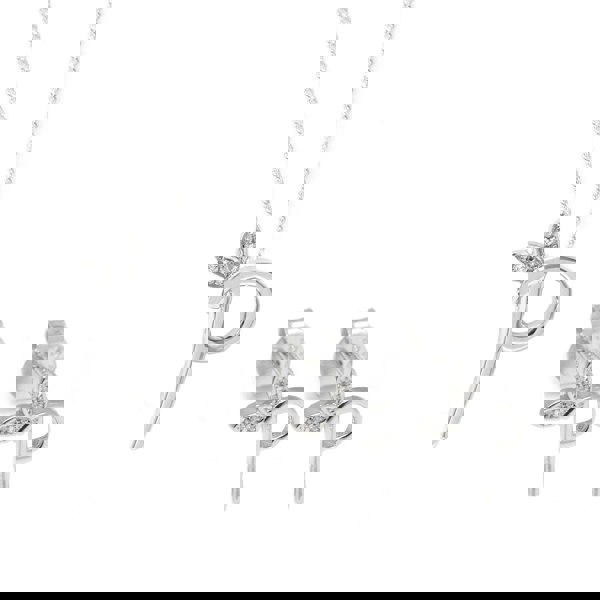 Say It With Winged Initial Earring Gift Set - Silver