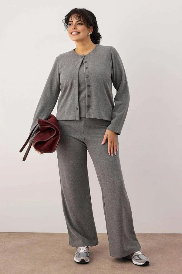 WOVCOR 3-Piece Soft Touch Knit Plus Size Top and Bottom Set