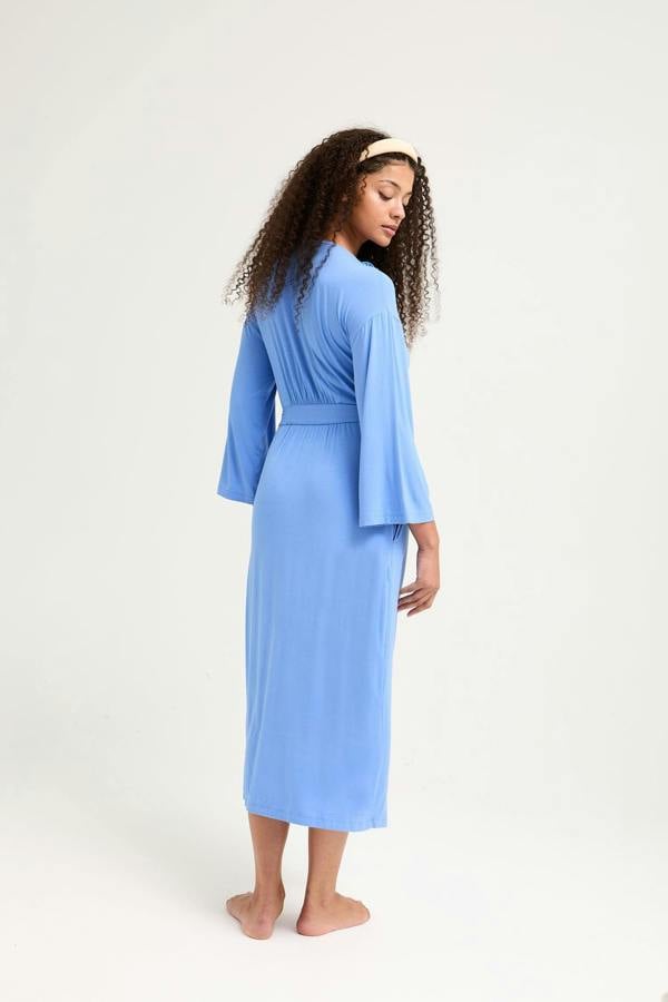 Bamboo Frill Kimono in Cornflower Blue - Wholesale - Robes