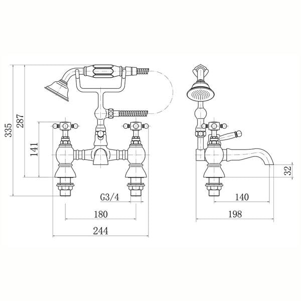 Flode Flen | Bath Shower Mixer Tap | Including Handset and Holder | Chrome