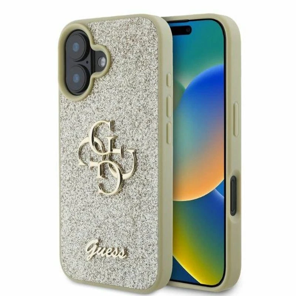 Guess Fixed Glitter Big 4G Logo Case for iPhone 16 Pro 6.3" Gold - GUHCP16LHG4SGD