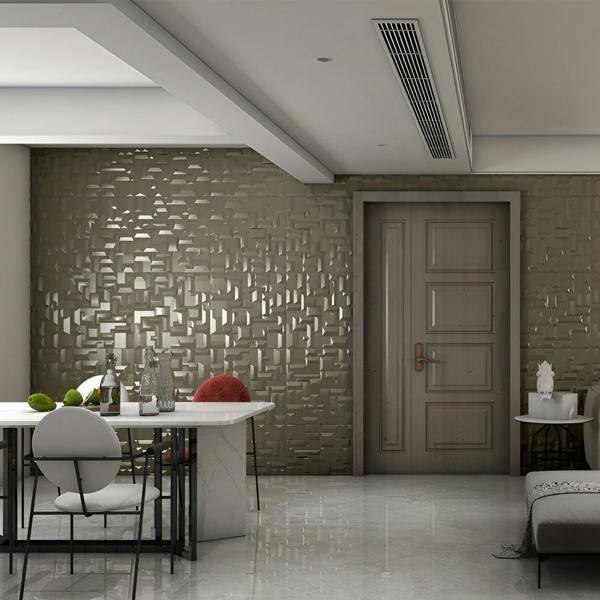 ENER-J Artistic 3D Grid PU Leather Wall Panels - 60x60cms, 10mm Thickness Size 600 x 600 mm (Pack of 4)