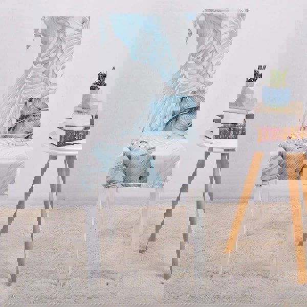 Anyseat Chair Cover Sky Blue Leaf Design with Anti-Dirt and Elastic Material for Dining Room Kitchen Wedding Hotel Banquet Restaurant