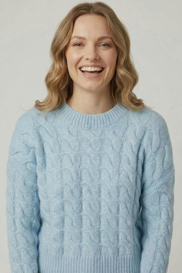 Blue | Cable Knit Drop Shoulder Relaxed Jumper