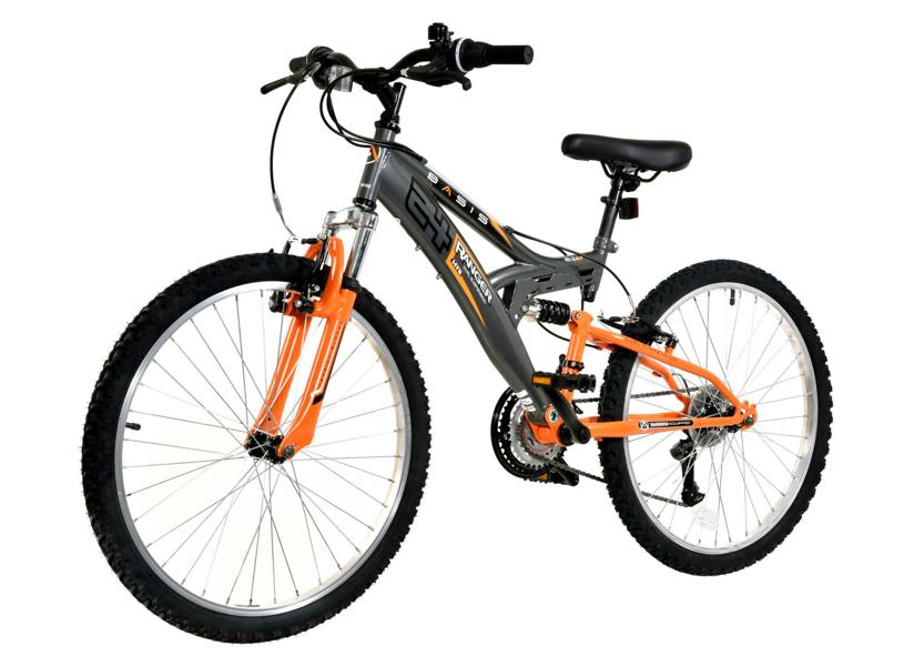 Basis Bikes Basis Ranger Junior Full Suspension Mountain Bike, 24" Wheel - Grey/Orange