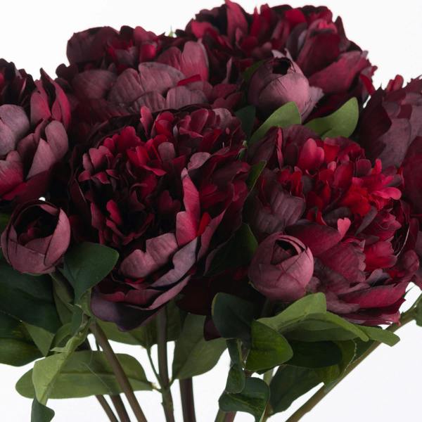 Wyld Haus Set of 3 Artificial Flowers Burgundy Peony Rose Stems
