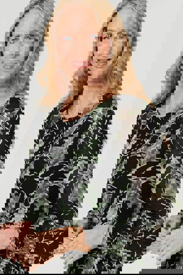 Green | Abstract Long Sleeve Layered Maxi Dress