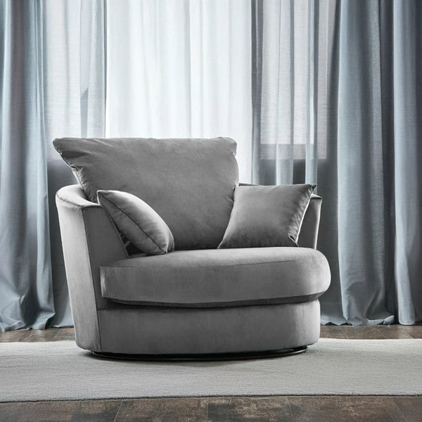 Furnishings For Less Fernando Plush Velvet Swivel Chair