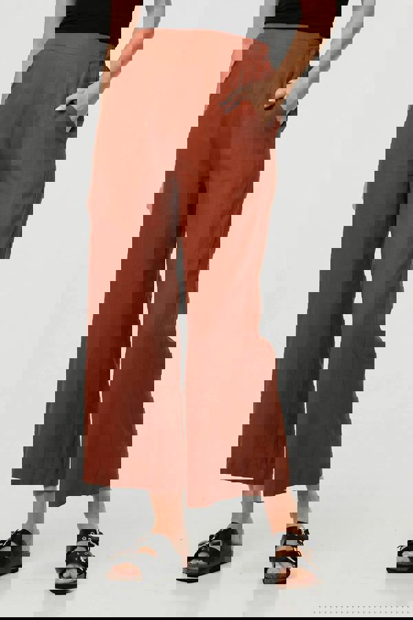 Rust | High Waist Wide Relaxed Trousers