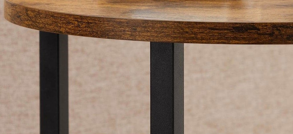 Modcraft 3-Tier Round Sofa Side Table – Rustic Brown & Black Industrial End Table