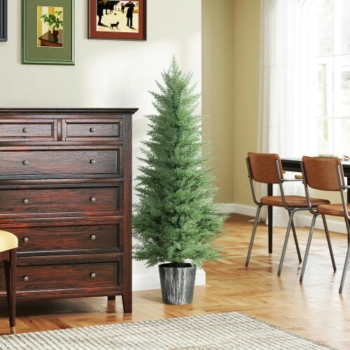 Wyld Haus Reno Set Of 2 Artificial Cypress Style Trees With Decorative Pots For Indoor And Outdoor Use