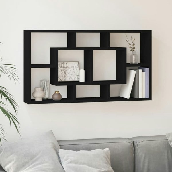 Berkfield Wall Display Shelf 8 Compartments Black